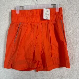 NWT Fabletics Ultra High-Waisted Piped Nylon Shorts Women's Small Passion Orange